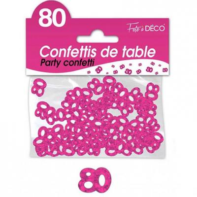 Confettis de table anniversaire 80ans fuchsia 10grs (x1) REF/CA08F