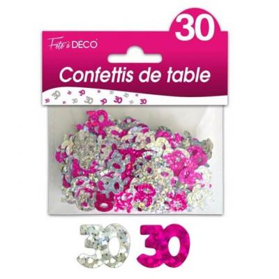 Confettis anniversaire fuchsia et argent 30ans (x10grs) REF/CTH04R