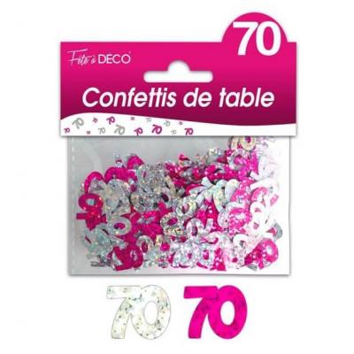 Confettis anniversaire fuchsia et argent 70ans (x10grs) REF/CTH08R