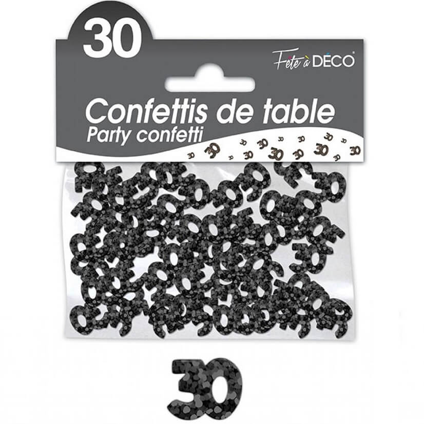 Confettis de table anniversaire noir 30 ans