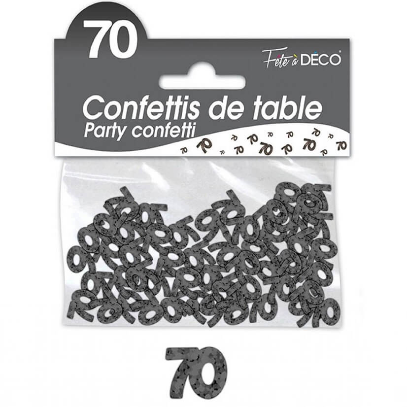 Confettis de table anniversaire noir 70 ans