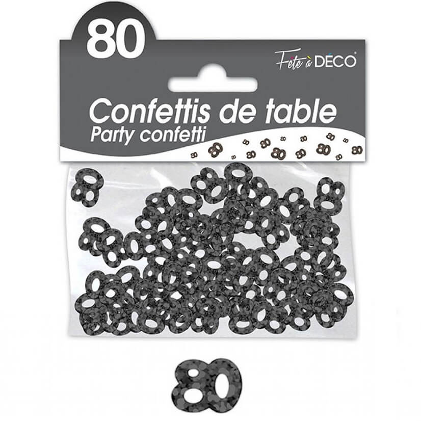 Confettis de table anniversaire noir 80 ans
