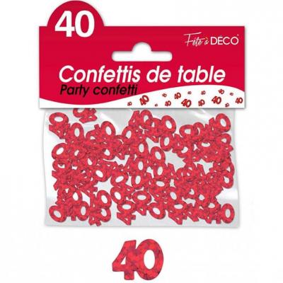 Confettis de table anniversaire 40ans rouge 10grs (x1) REF/CA04R