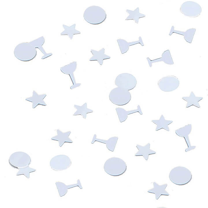 Confettis de table blanc avec coupes etoiles et ronds
