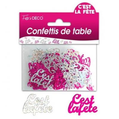 Confettis de table c est la fete fuchsia et argent