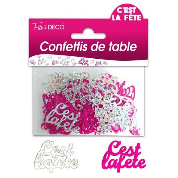 Confettis de table c est la fete fuchsia et argent