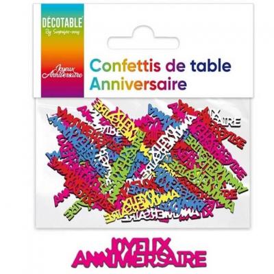 1 paquet de confettis de table Joyeux Anniversaire en papier multicolore 12grs REF/CA00PM