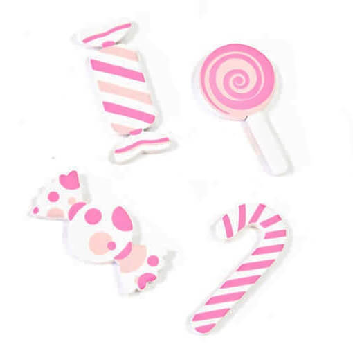 Confettis de table gourmandise bonbon rose en bois
