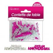 Confettis joyeux anniversaire fuchsia et argent (x10grs) REF/CTH01R