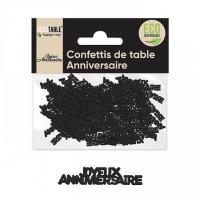 Confettis de table joyeux anniversaire noir papier