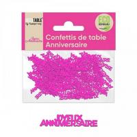 Confettis de table joyeux anniversaire rose fuchsia papier