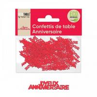 Confettis de table joyeux anniversaire rouge en papier