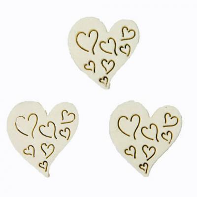 Confettis de table mariage coeur blanc en bois (x20) REF/DEK0048