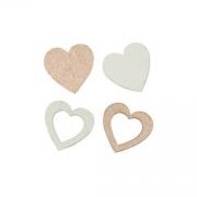 Confettis de table en bois mariage coeur rose gold et blanc (x12) REF/DEK0073