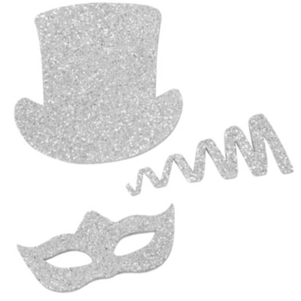 Confettis de table nouvel an argent paillete