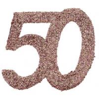 Confettis de table paillete anniversaire 50 ans rose gold