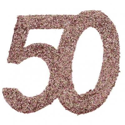 Confettis de table anniversaire 50 ans rose gold pailleté (x6) REF/7306