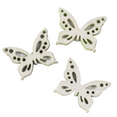 Confettis de table papillon blanc en bois (x20) REF/DEK0054