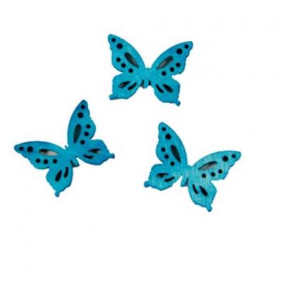 Confettis de table papillon bleu turquoise en bois