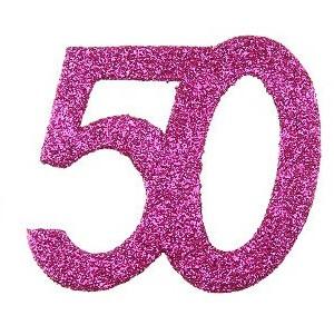 Confettis pailleté anniversaire fuchsia 50ans (x6) REF/4714