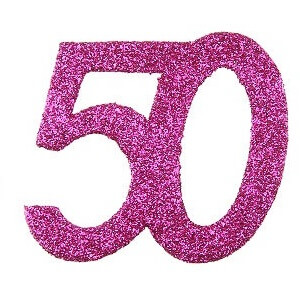 Confettis paillete anniversaire 50 ans fuchsia