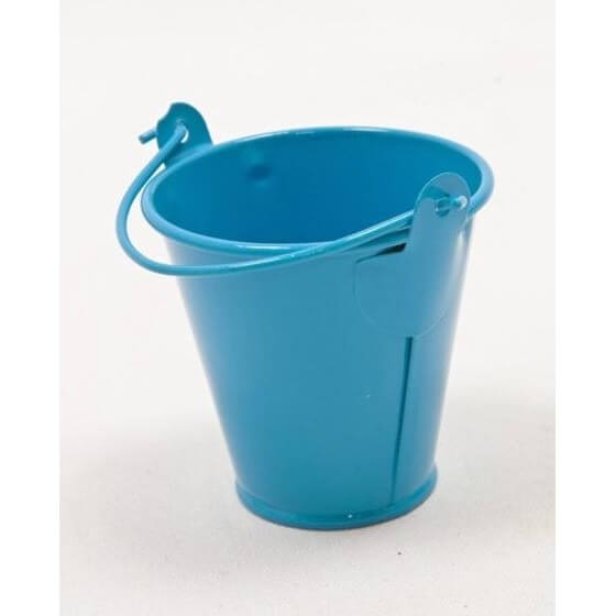 Contenant a dragees seau en metal bleu turquoise