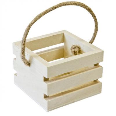 Contenant panier en bois: Cagette avec anse (x1) REF/BT2605