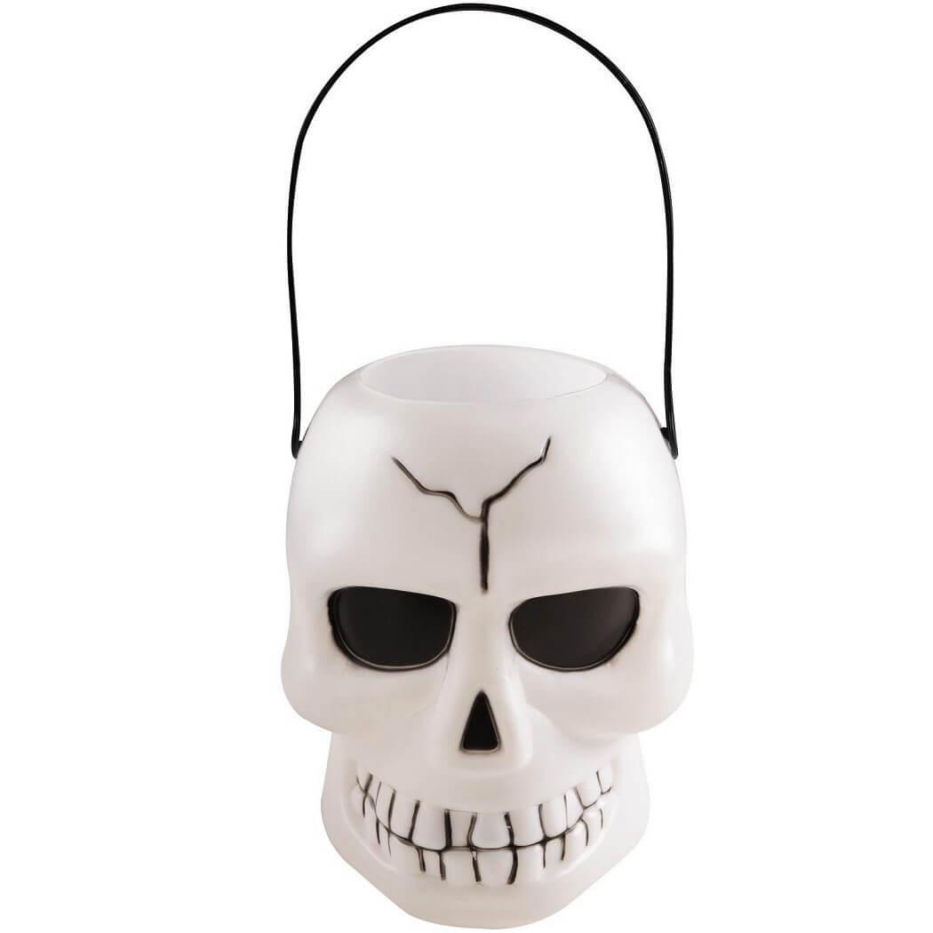 Contenant panier a bonbons halloween tete de mort