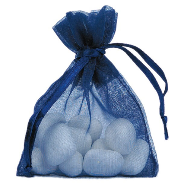 Contenant sachet a dragee organdi bleu marine