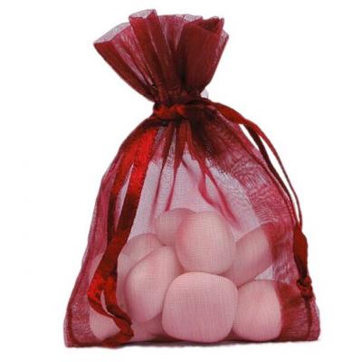 Contenant sachet a dragee organdi bordeaux