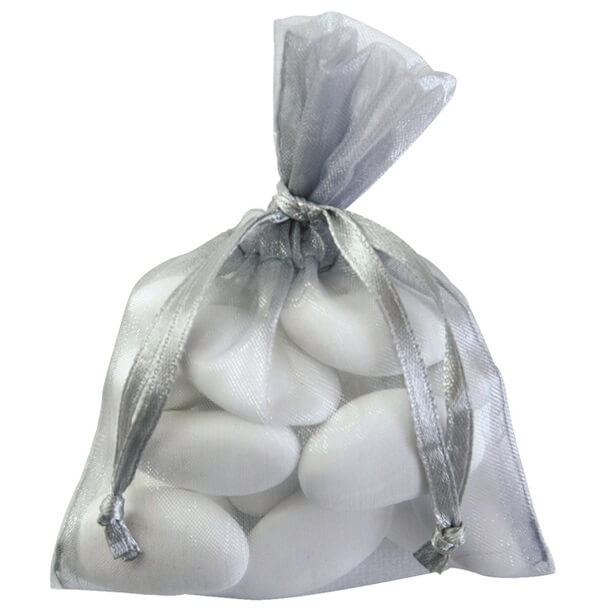 Contenant sachet a dragee organdi gris