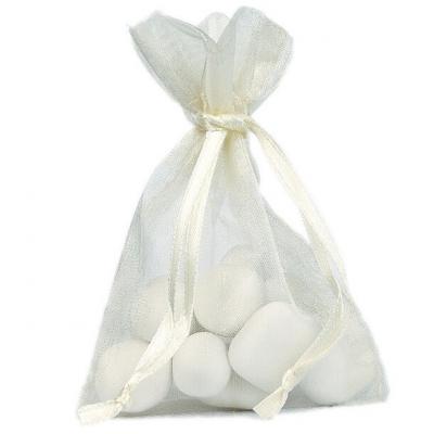 Contenant sachet a dragee organdi ivoire