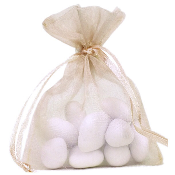 Contenant sachet a dragee organdi taupe