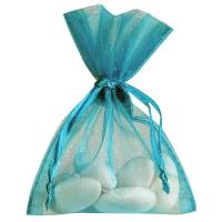 Contenant sachet organdi bleu canard