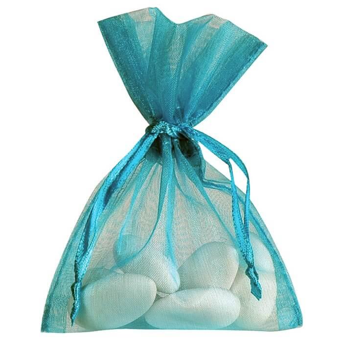 Contenant sachet organdi bleu canard