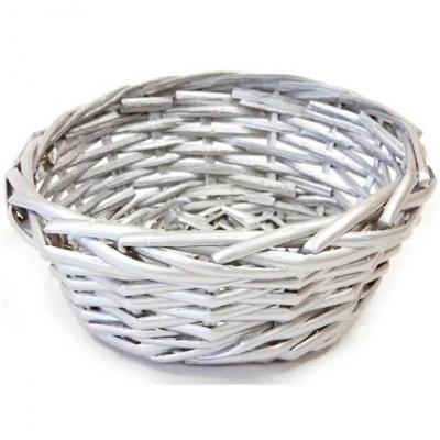 Corbeille en osier argent metallique