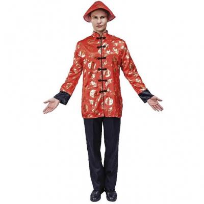 Costume adulte homme en chinois L-XL rouge et doré or (x1) REF/44434