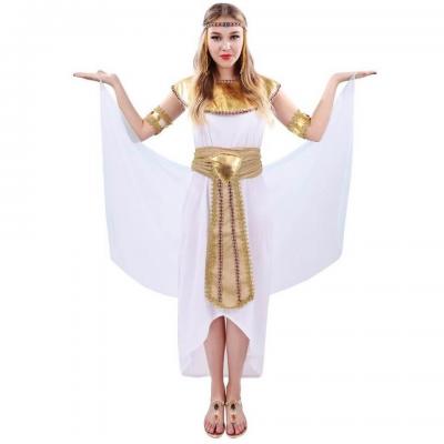 Costume adulte femme reine d'Egypte L-XL en blanc et doré or (x1) REF/66458