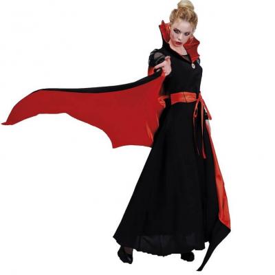 Costume adulte femme reine des Vampires en robe noire et rouge S-M (x1) REF/66560
