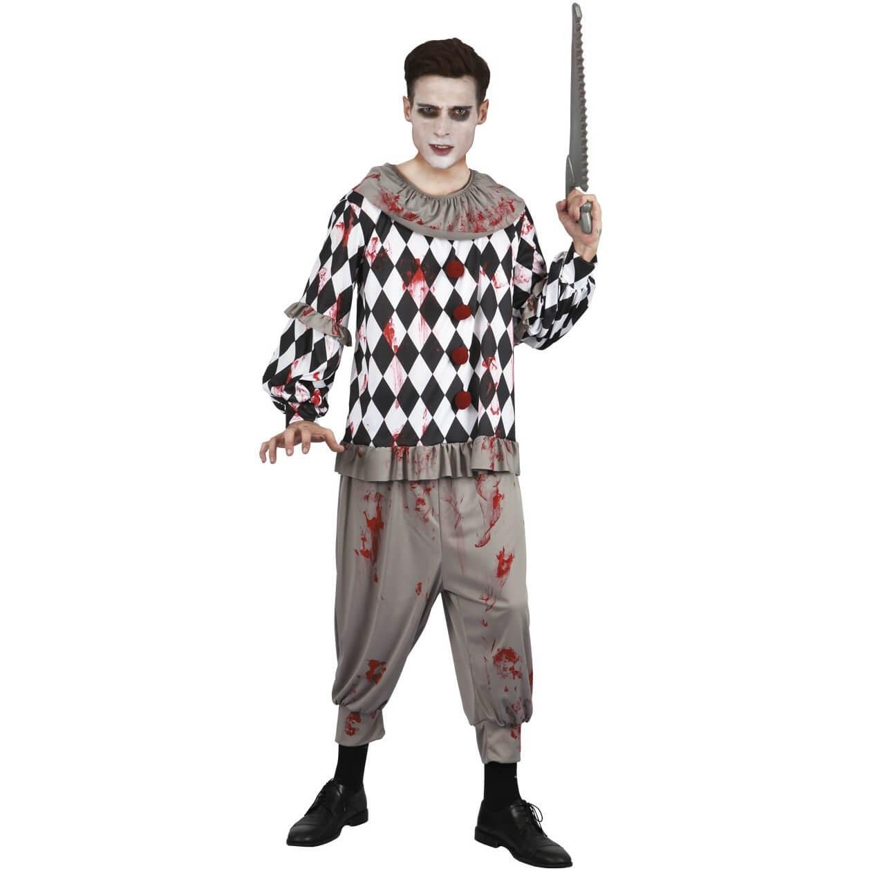 Costume adulte halloween taille s m en clown terrifiant