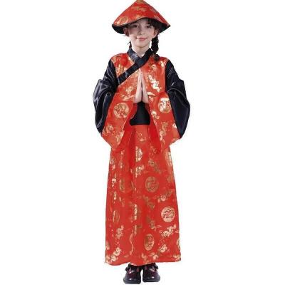 Costume enfant fille en chinoise noir, rouge et doré or 10/12 ans (x1) REF/55016