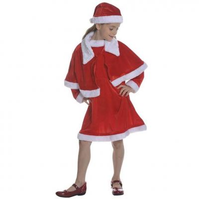 Costume complet enfant fille mère Noël en taille 10 à 12 ans rouge et blanc (x1) REF/66579