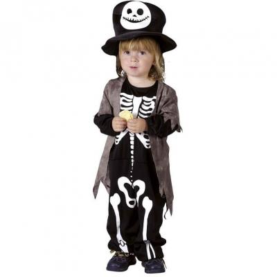 Costume enfant Halloween 3/4 ans en squelette noir et blanc (x1) REF/82167