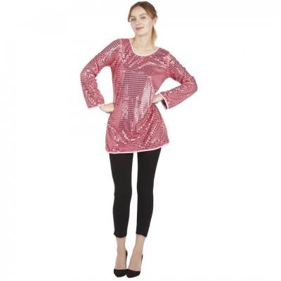 Tunique avec sequins décoratifs en rose pour femme en S/M (x1) REF/22819