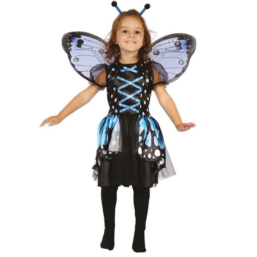 Costume fille papillon 3/4 ans en noir et bleu REF/92416