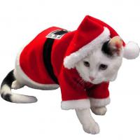 Costume noel chien chat manteau bonnet rouge et blanc