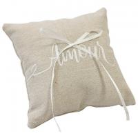 Coussin a alliance amour mariage jute