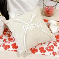 Coussin a alliance amour mariage toile jute