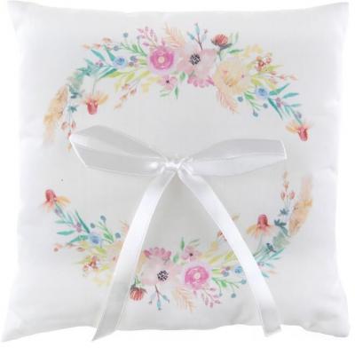 Coussin à alliances mariage avec fleurs décoratives (x1) REF/7393