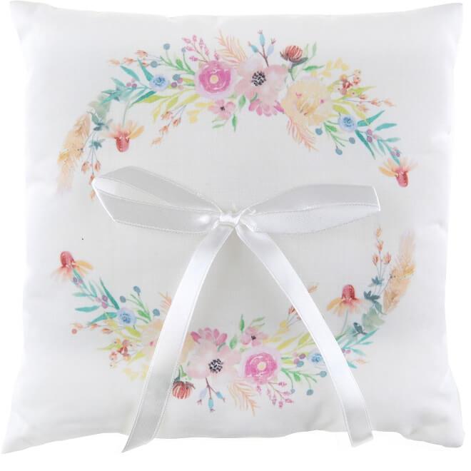 Coussin a alliance mariage champetre decoration fleur